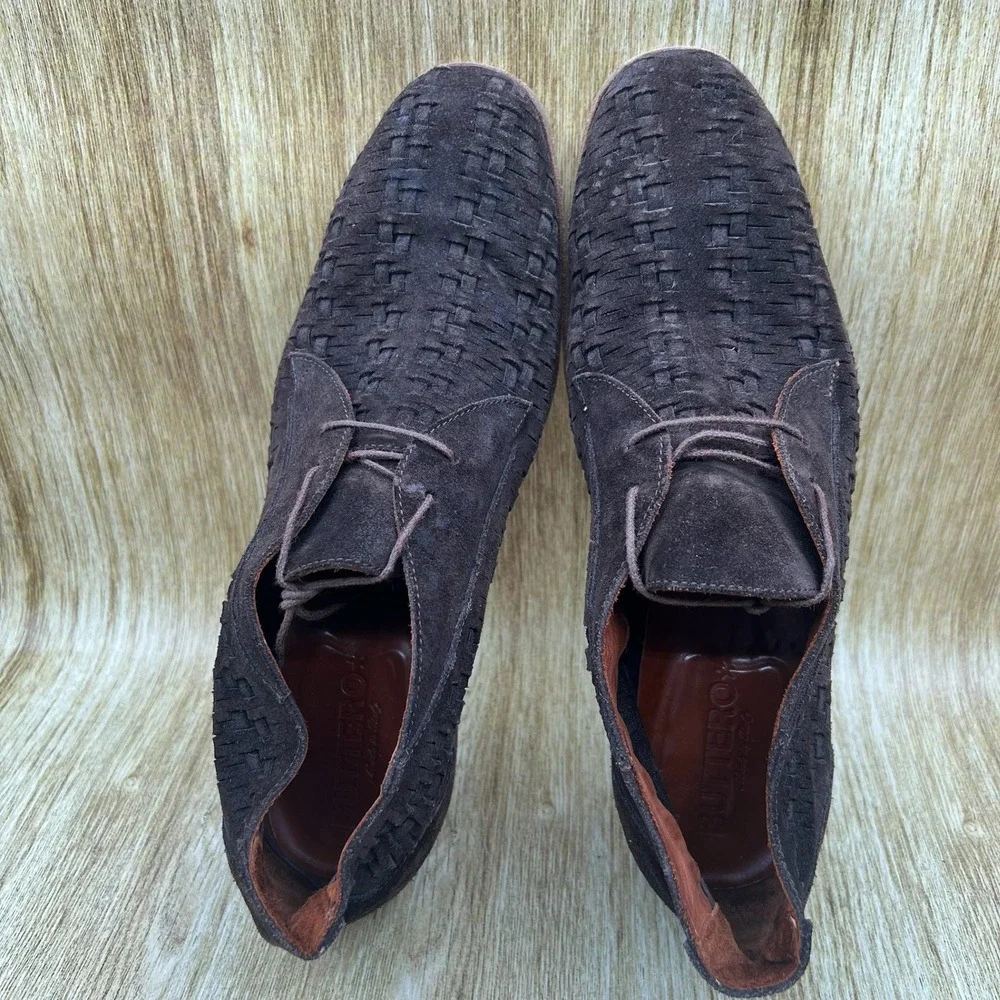 Buttero Woven Suede Chukka Boots Mens Size 10.5 EU 43.5 Dark Brown Made in Italy